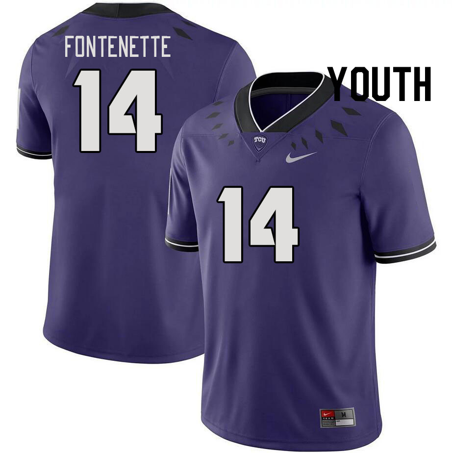 Youth #14 Randon Fontenette TCU Horned Frogs 2023 College Footbal Jerseys Stitched-Purple